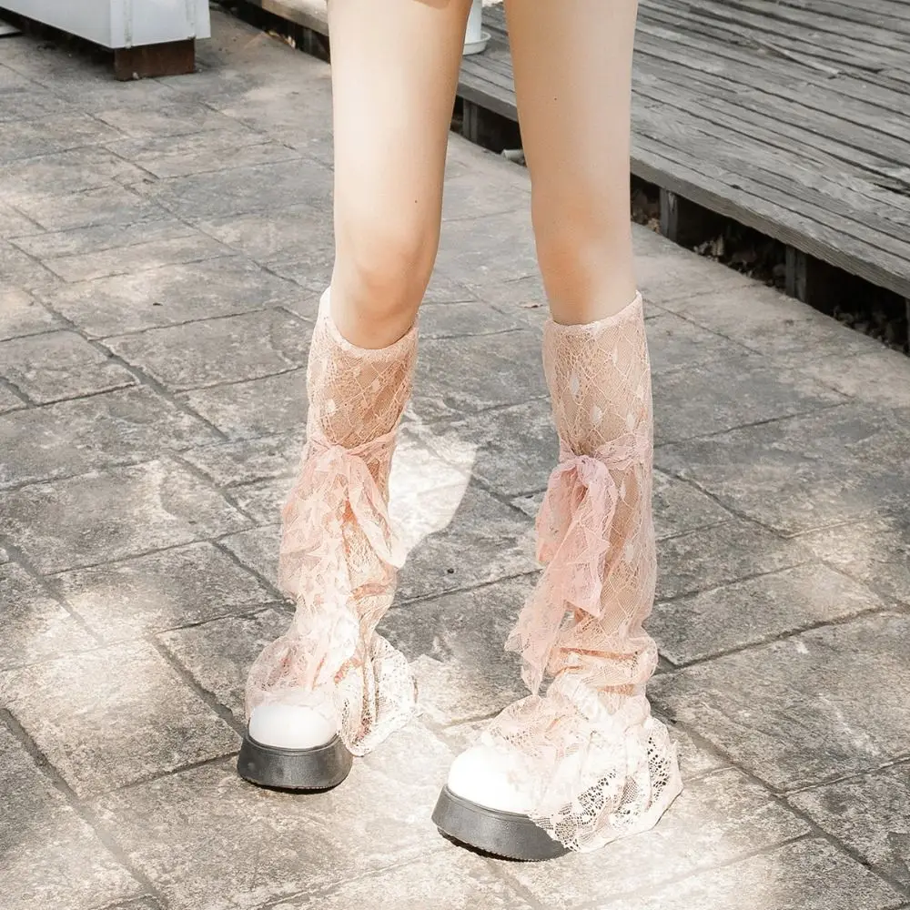 Trendy Lace-up Bow JK Calf Long Socks Mesh Flower Lolita Lace Knee High Socks Leg Warmers Transparent Mid-tube Stockings Women
Trendy Lace-up Bow JK Calf Long Socks Mesh Flower Lolita Lace Knee High Socks Leg Warmers Transparent Mid-tube Stockings Women