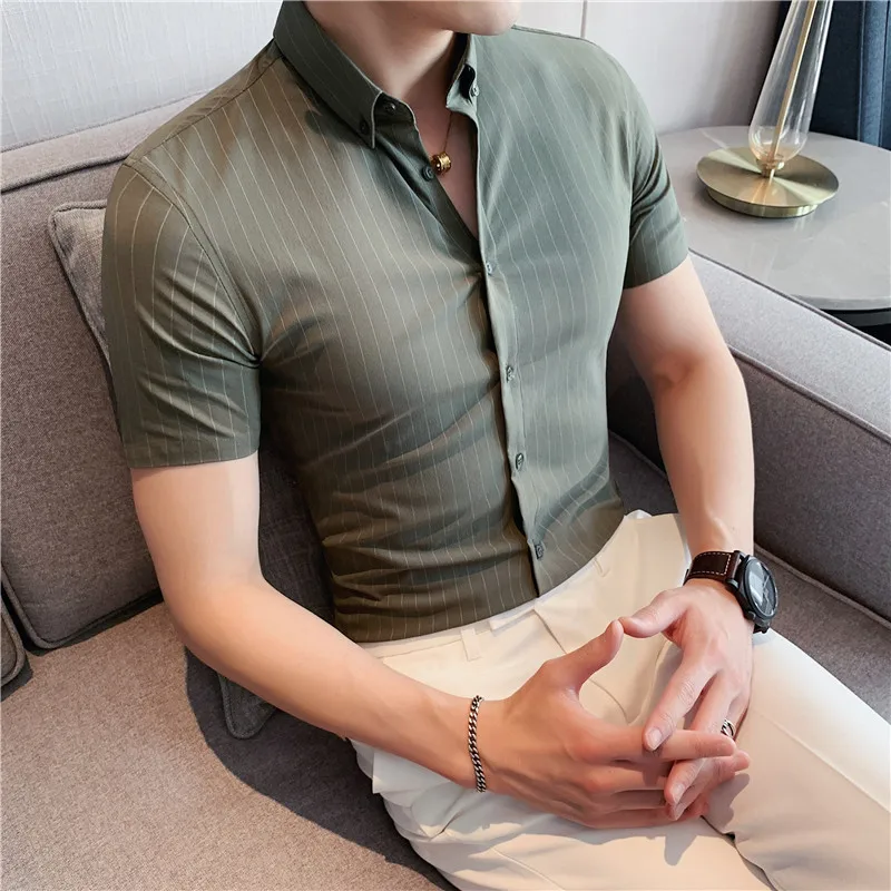 Plus Size M-4XL High Quality Striped Shirts Mens Short Sleeve Business Casual Shirts 2023 Summer Slim Fit Social Party Shirt
Plus Size M-4XL High Quality Striped Shirts Mens Short Sleeve Business Casual Shirts 2023 Summer Slim Fit Social Party Shirt