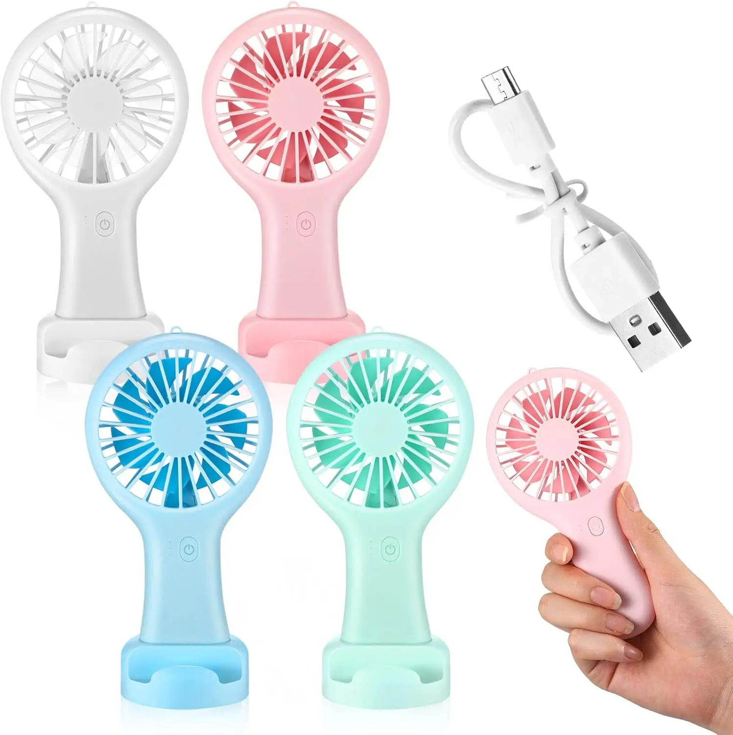 4 Pack Mini Handheld Fan, 3 Speed USB Rechargeable, Portable Pocket Fan with Base & Cable, Ideal for Travel, Camping, Summer Gift (White, Pink, Blue, Green)
4 Pack Mini Handheld Fan, 3 Speed USB Rechargeable, Portable Pocket Fan with Base & Cable, Ideal for Travel, Camping, Summer Gift (White, Pink, Blue, Green)