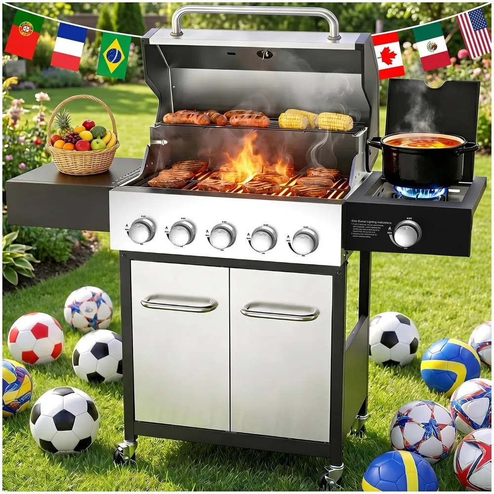 5 Burner Gas Grill with Side Burner, 68,000 BTU, 548 Sq in | 5 Burner Outdoor Cooking Grill, BBQ Propane Grill, Customized
5 Burner Gas Grill with Side Burner, 68,000 BTU, 548 Sq in | 5 Burner Outdoor Cooking Grill, BBQ Propane Grill, Customized