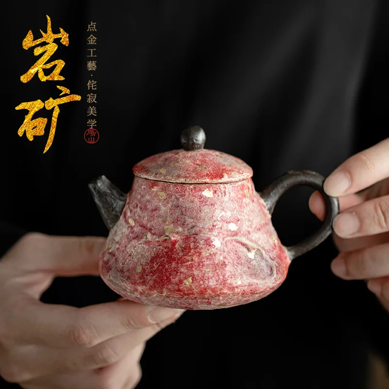 120ml Handmade Rock Mineral Colored Pottery Teapot Elegant Point Gold Ceramic Pot Tea Making Kettle For Tea Accessories Craft
120ml Handmade Rock Mineral Colored Pottery Teapot Elegant Point Gold Ceramic Pot Tea Making Kettle For Tea Accessories Craft