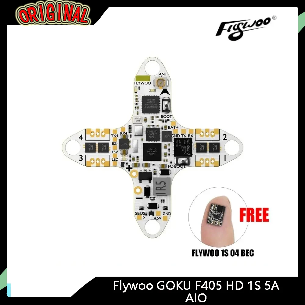 Flywoo GOKU F405 HD 1S 5A AIO FC - 2.6g, Ideal for Micro HD FPV Drones
Flywoo GOKU F405 HD 1S 5A AIO FC - 2.6g, Ideal for Micro HD FPV Drones