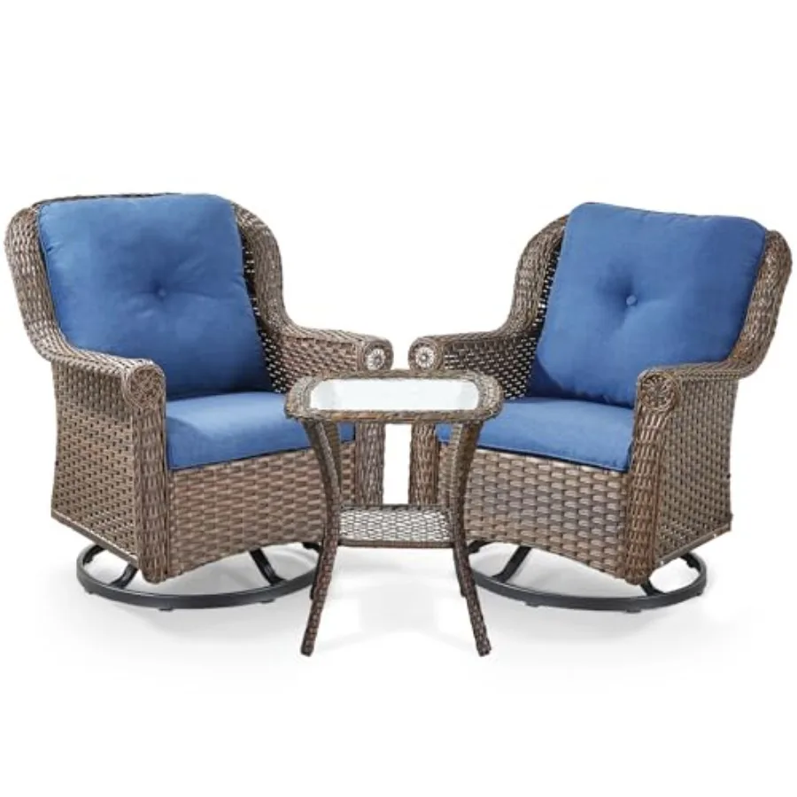 3 Pcs Patio Swivel Chairs and Side Table Set - High Back Outdoor Brown Wicker Rattan Rocking Glider with Thick Cushions for Por
3 Pcs Patio Swivel Chairs and Side Table Set - High Back Outdoor Brown Wicker Rattan Rocking Glider with Thick Cushions for Por