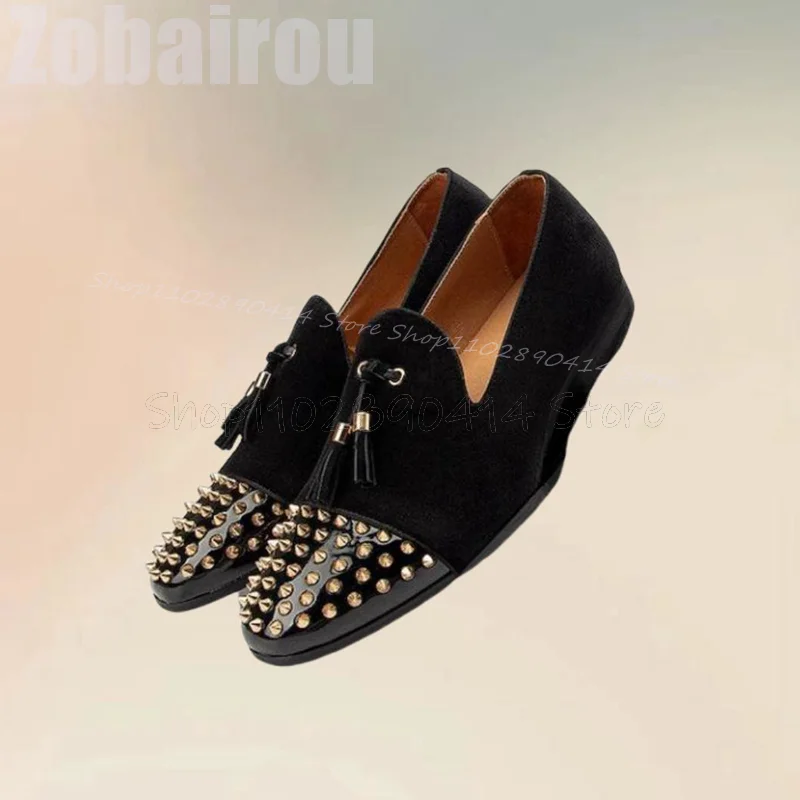 Spikes Black Tassels Decor Patchwork Men Loafers Fashion Slip On Men Shoes Luxury Handmade Party Banquet Office Men Casual Shoes
Spikes Black Tassels Decor Patchwork Men Loafers Fashion Slip On Men Shoes Luxury Handmade Party Banquet Office Men Casual Shoes