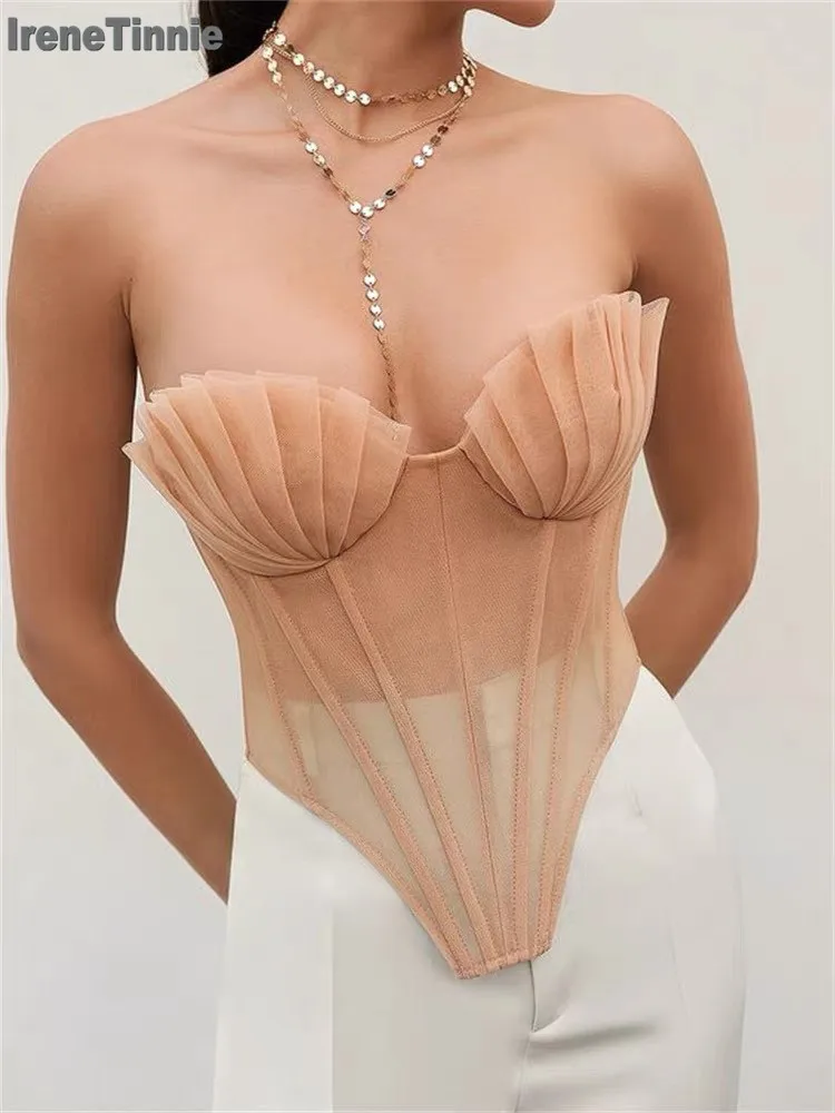 IRENE TINNIE Chic Women Strapless Sheer Mesh Mermaid Sea Shell Vest Crop Backless Lace Up Tank Top Clubwear Crop Top Streetwear
IRENE TINNIE Chic Women Strapless Sheer Mesh Mermaid Sea Shell Vest Crop Backless Lace Up Tank Top Clubwear Crop Top Streetwear