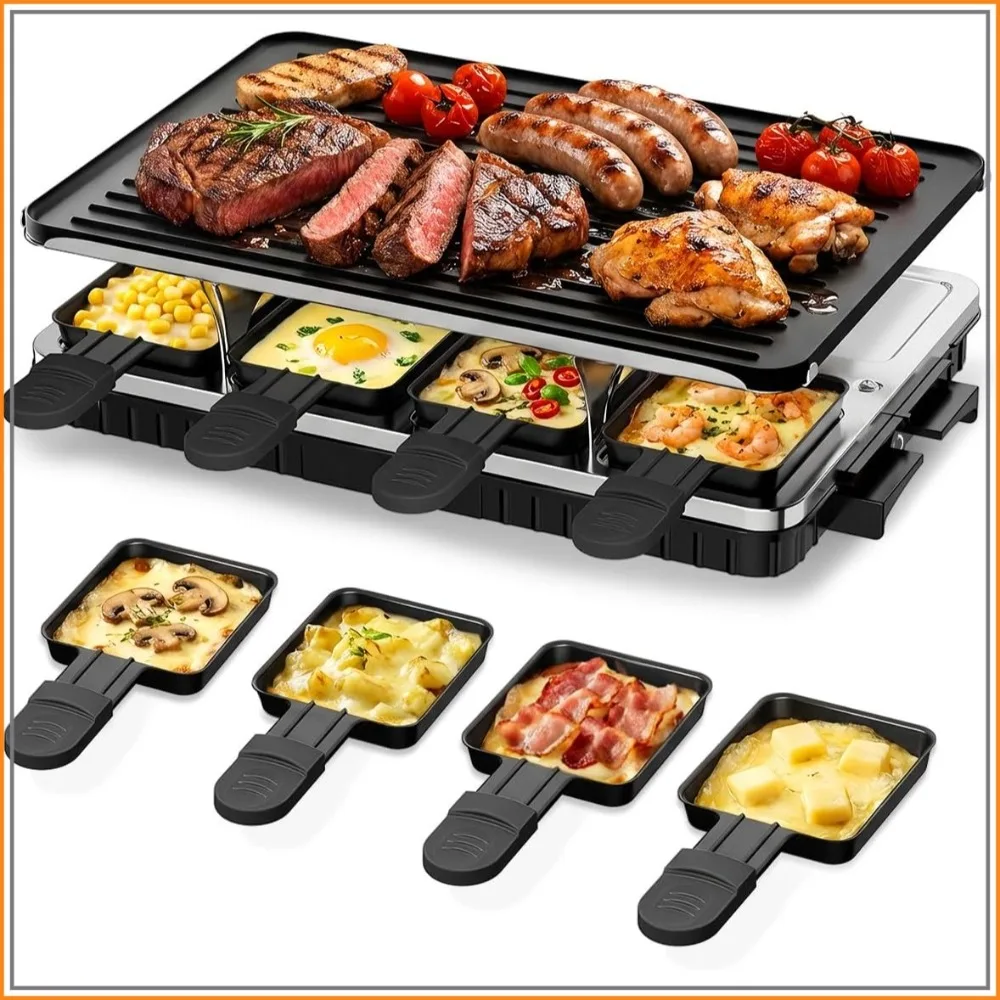 Electric Raclette Table Grill with 8 Warming Trays, 2-in-1 Korean BBQ & Griddle Nonstick, Adjustable Temp, 1300W, for Indoor Family Parties
Electric Raclette Table Grill with 8 Warming Trays, 2-in-1 Korean BBQ & Griddle Nonstick, Adjustable Temp, 1300W, for Indoor Family Parties