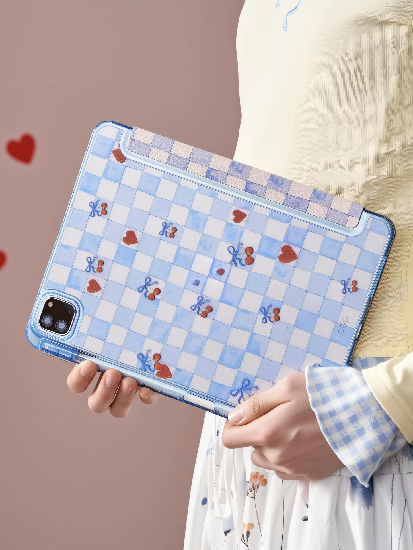 Blue checkered flat shell, suitable for iPad, with pen slot Y+ three-fold design, made of acrylic material
Blue checkered flat shell, suitable for iPad, with pen slot Y+ three-fold design, made of acrylic material