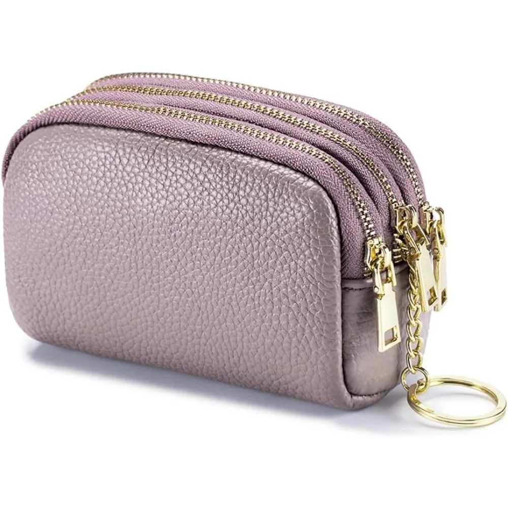 3 Zippered Genuine Leather Coin Purse Triple Capacity Change Pouch Little Travel Wallet With Key Ring for Women
3 Zippered Genuine Leather Coin Purse Triple Capacity Change Pouch Little Travel Wallet With Key Ring for Women