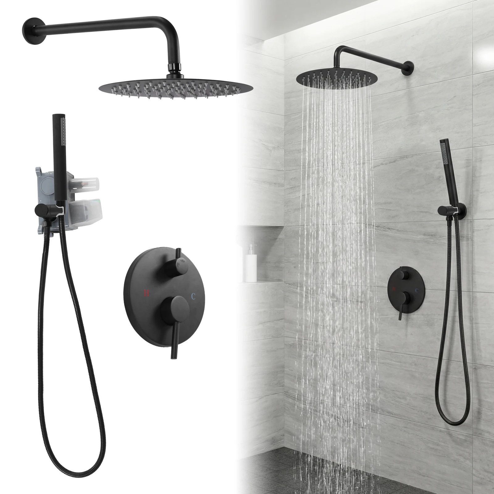 Rainfall Shower System with 10 Inch Showerhead Wall Mounted Shower Complete Combo with Rough-in Valve for Home Hotel Hard Water
Rainfall Shower System with 10 Inch Showerhead Wall Mounted Shower Complete Combo with Rough-in Valve for Home Hotel Hard Water