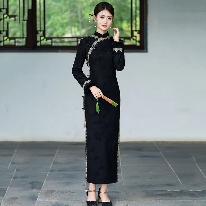 Black Thick Winter Clothing Chinese Style New Chinese Long sleeved Cheongsam 2025 New Young Women's Autumn Clothing Qipao
Black Thick Winter Clothing Chinese Style New Chinese Long sleeved Cheongsam 2025 New Young Women's Autumn Clothing Qipao
