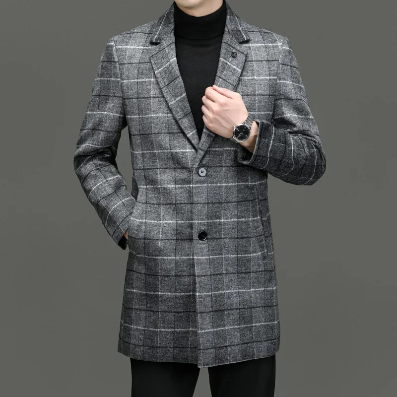 2024 Autumn/Winter New Youth Korean Checkered Medium Length Woolen Windbreaker Men's Coat
2024 Autumn/Winter New Youth Korean Checkered Medium Length Woolen Windbreaker Men's Coat