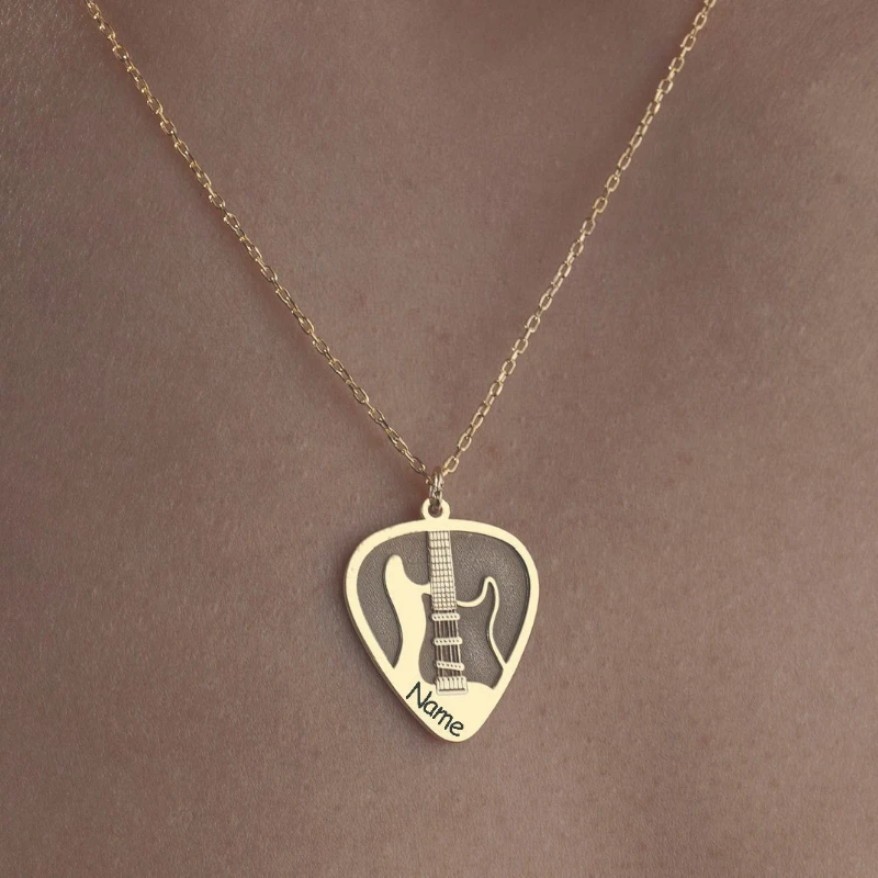 Custom Electric Guitar Necklace Gold Plated Stainless Steel Musician Necklace Guitarist Gift Personalized Jewelry Rock Guitar
Custom Electric Guitar Necklace Gold Plated Stainless Steel Musician Necklace Guitarist Gift Personalized Jewelry Rock Guitar