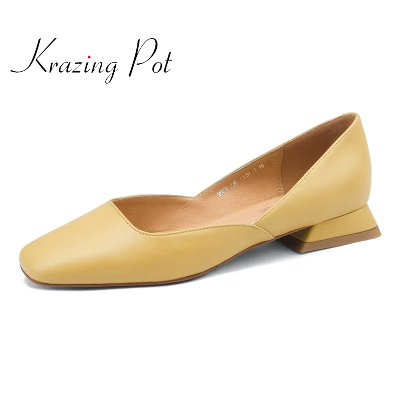 Krazing Pot Natural Leather Square Toe Low Heel Simple Style Candy Colors Shallow Shoes Women Slip On Convenient Cozy Pumps
Krazing Pot Natural Leather Square Toe Low Heel Simple Style Candy Colors Shallow Shoes Women Slip On Convenient Cozy Pumps