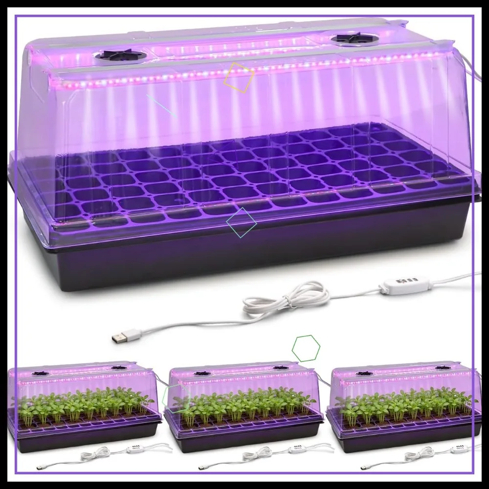 4-Pack 1020 Trays with Grow Light & Humidity Dome, 72-Cell Plug Trays, Timer & Dimmable LED, Reusable Propagation Kit
4-Pack 1020 Trays with Grow Light & Humidity Dome, 72-Cell Plug Trays, Timer & Dimmable LED, Reusable Propagation Kit