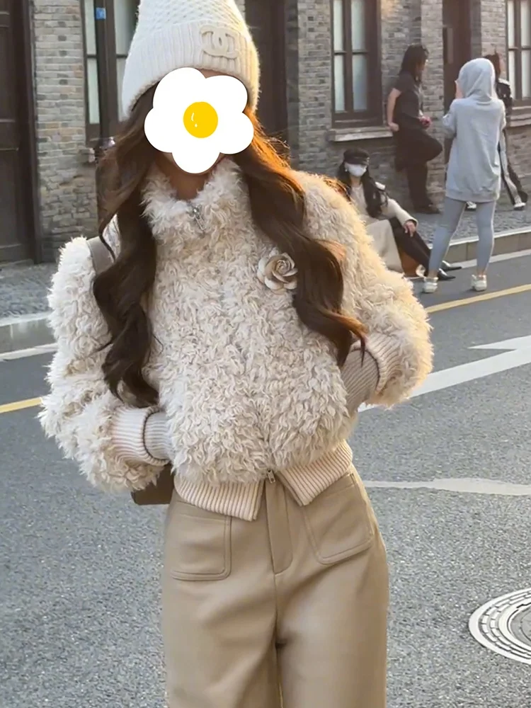 Lamb Fur Short Jacket Women's Thickened Stand Collar Cardigan Top Fashionable Versatile Winter Outerwear Gentle Style
Lamb Fur Short Jacket Women's Thickened Stand Collar Cardigan Top Fashionable Versatile Winter Outerwear Gentle Style