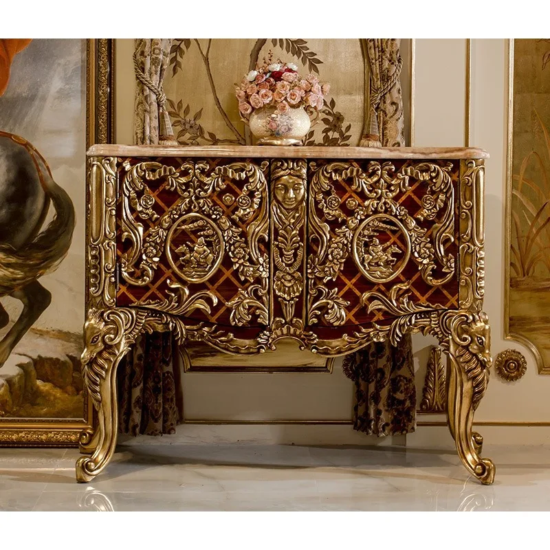 European-style foyer furniture, solid wood hand-carved, marble hall cabinet, entrance cabinet
European-style foyer furniture, solid wood hand-carved, marble hall cabinet, entrance cabinet