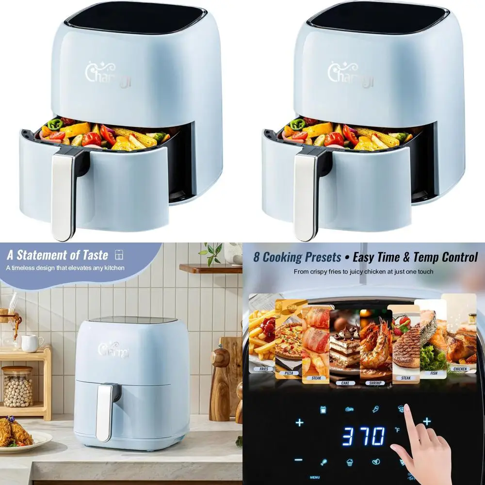 Retro-Style 5QT Air Fryer: Stylish Countertop, Digital Touch, 8 Presets, Safe Auto Shutoff, Includes Recipes (Pastel Blue)
Retro-Style 5QT Air Fryer: Stylish Countertop, Digital Touch, 8 Presets, Safe Auto Shutoff, Includes Recipes (Pastel Blue)