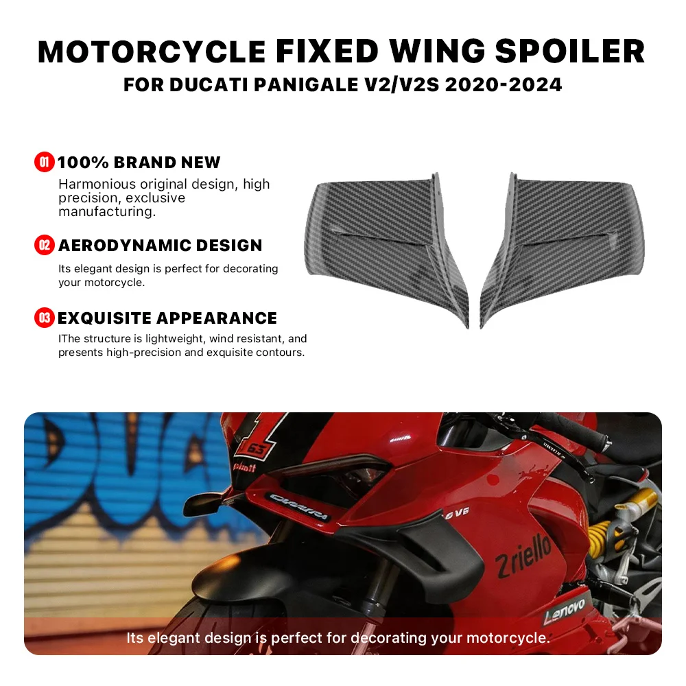 For DUCATI PANIGALE V2 V2S 2020-2024 Motorcycle fixed wing spoiler side winglet aerodynamic wing windshield wing aileron
For DUCATI PANIGALE V2 V2S 2020-2024 Motorcycle fixed wing spoiler side winglet aerodynamic wing windshield wing aileron