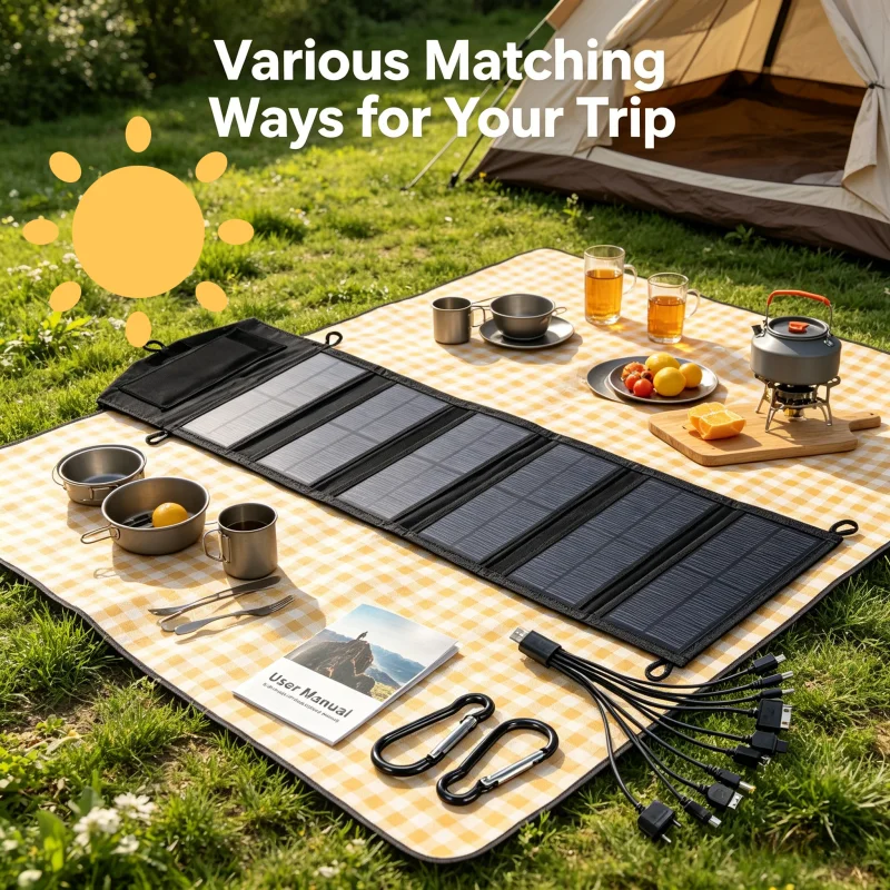 Outdoor Camping Solar Panel, 5V USB Foldable Solar Charger, Portable Solar Battery Power Bank + Cable
Outdoor Camping Solar Panel, 5V USB Foldable Solar Charger, Portable Solar Battery Power Bank + Cable