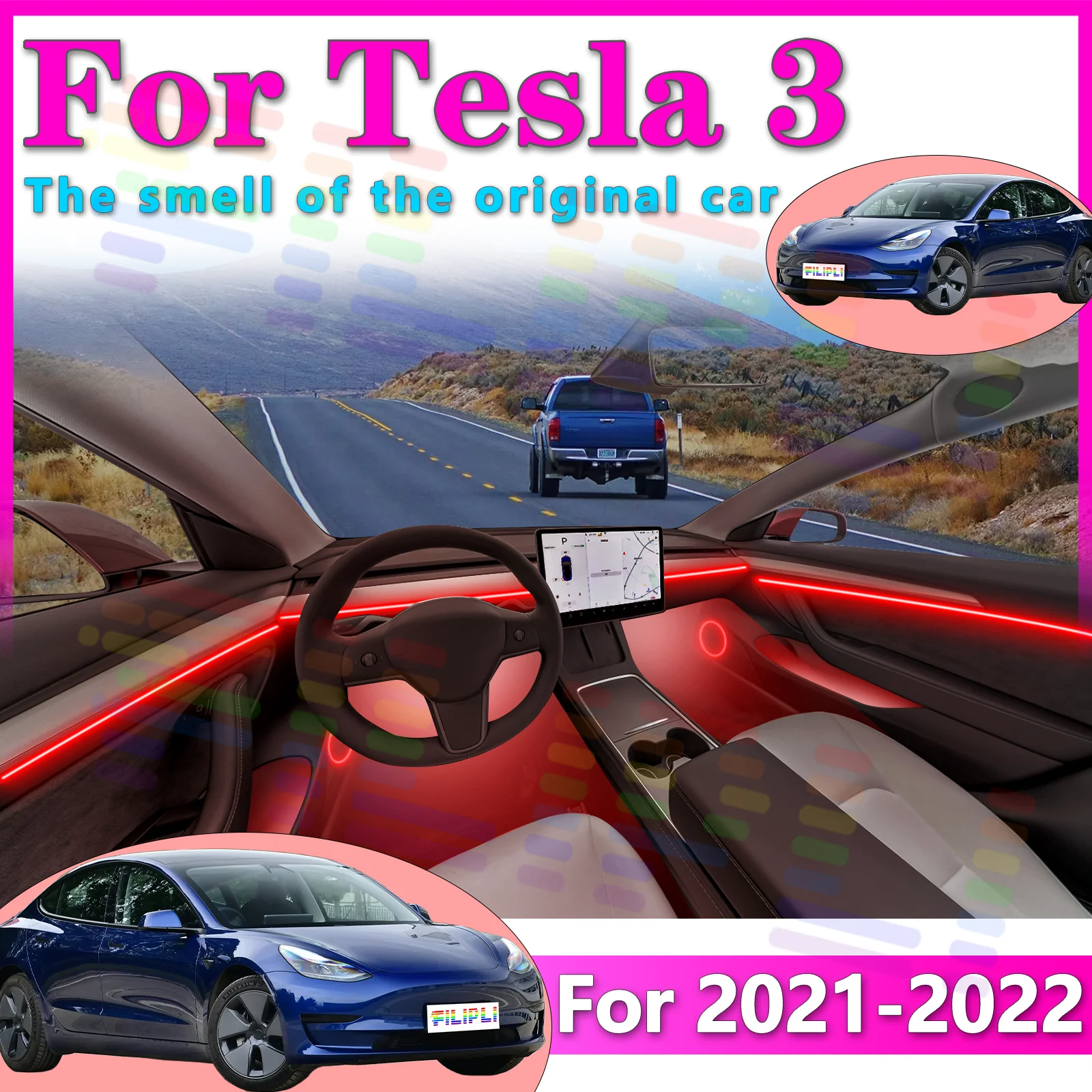 FILIPLI For Tesla Model 3 Interior Environmental LED Light Strip Acrylic All Color - Changing with Varied Modes for a Stunning I
FILIPLI For Tesla Model 3 Interior Environmental LED Light Strip Acrylic All Color - Changing with Varied Modes for a Stunning I