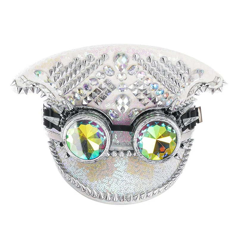 White Sequined& Rivets Luxury Fashion Cosplay Steampunk Accessories Vintage Gothic Military Hat Women Nightclub Performance Wear
White Sequined& Rivets Luxury Fashion Cosplay Steampunk Accessories Vintage Gothic Military Hat Women Nightclub Performance Wear