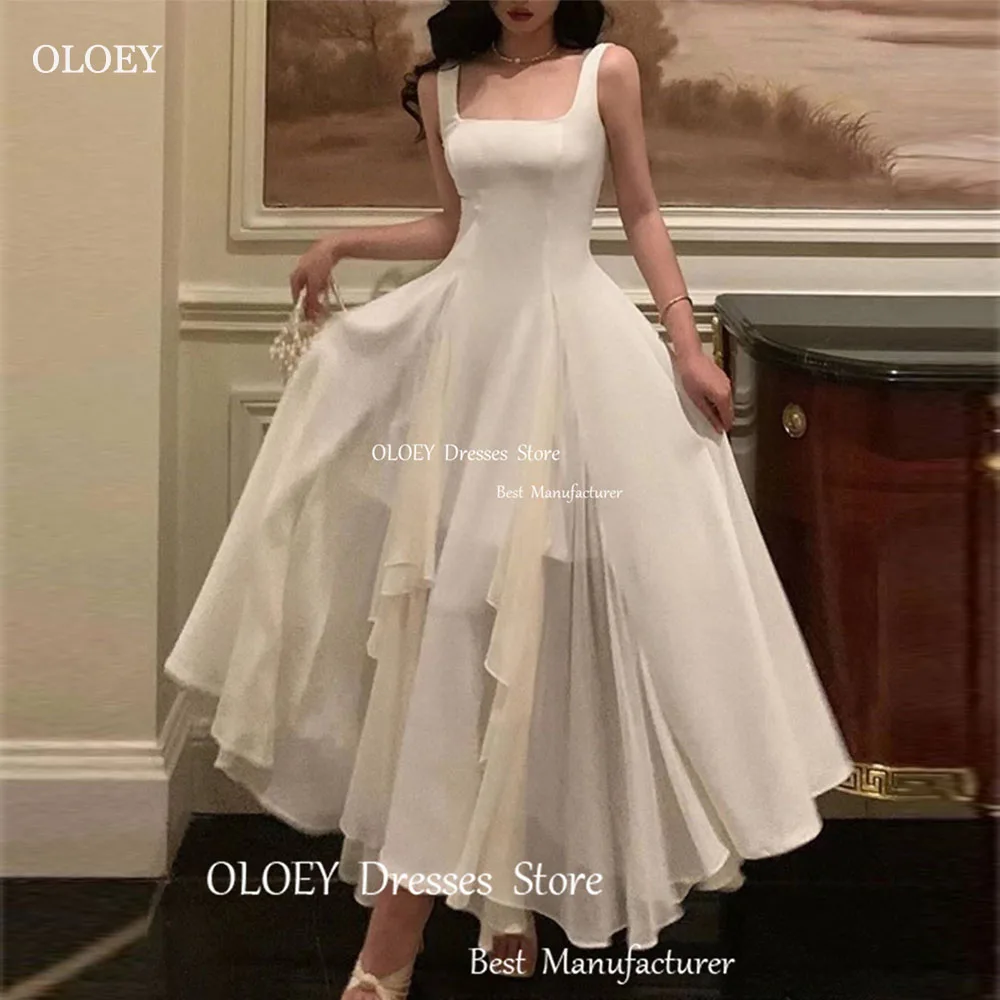OLOEY Simple Satin White A Line Tiered Evening Gown Dress Ruched Square Collar Spaghetti Strap Floor Length Sleeveless Prom Gown
OLOEY Simple Satin White A Line Tiered Evening Gown Dress Ruched Square Collar Spaghetti Strap Floor Length Sleeveless Prom Gown