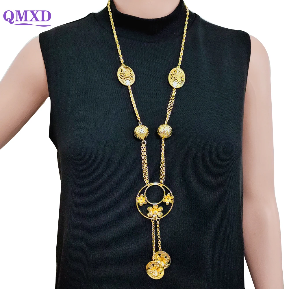 Fashion Flower Necklaces Long Chain Necklace For Women With Pendant Afrian Nigerian Gold Color Beaded Jewelry Accessories
Fashion Flower Necklaces Long Chain Necklace For Women With Pendant Afrian Nigerian Gold Color Beaded Jewelry Accessories