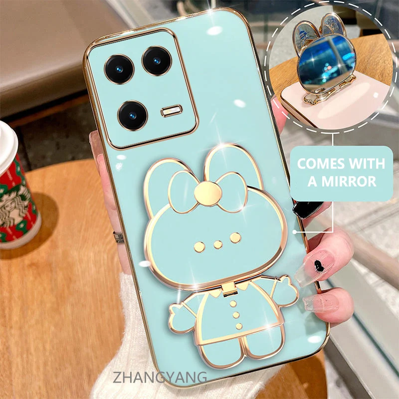 Case For XIAOMI 13 13 Pro Electroplated straight edge silicone phone case cute 3D rabbit with built-in mirror for anti drop
Case For XIAOMI 13 13 Pro Electroplated straight edge silicone phone case cute 3D rabbit with built-in mirror for anti drop
