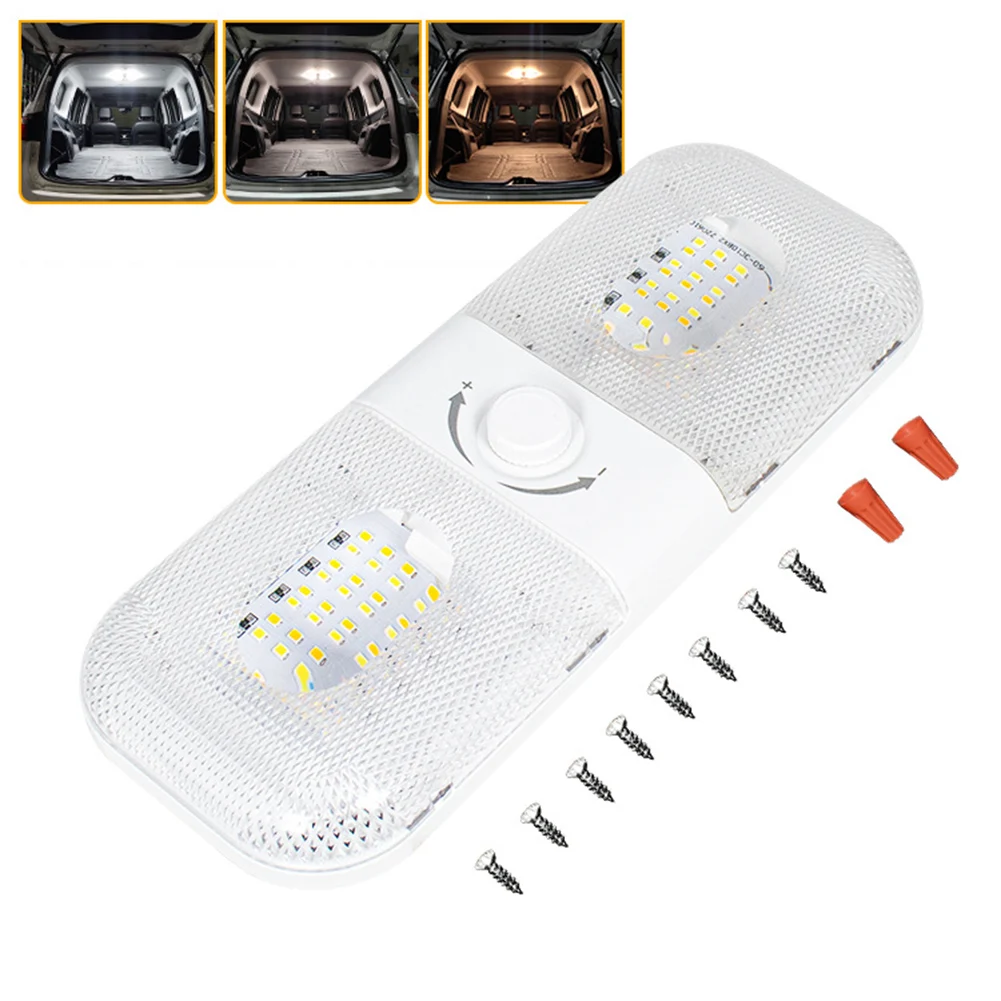 RV Interior LED Dome Light 12V 24V Dimmable Lamp for Automotive Use with Adjustable Brightness and 3 Light Options
RV Interior LED Dome Light 12V 24V Dimmable Lamp for Automotive Use with Adjustable Brightness and 3 Light Options