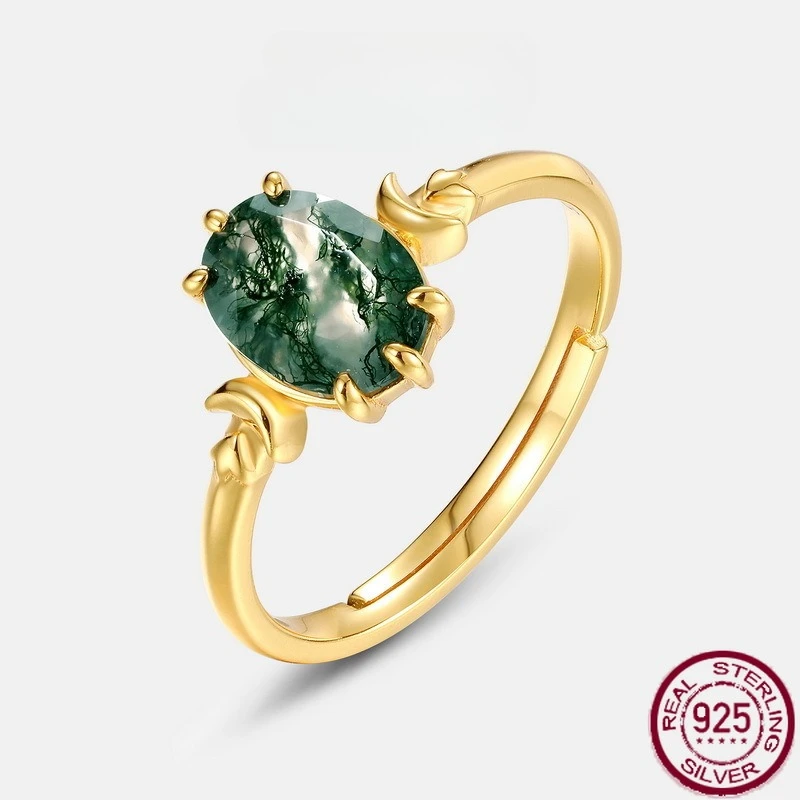 New S925 pure silver egg shaped natural water grass agate green moss stone finger ring light luxury wedding jewelry
New S925 pure silver egg shaped natural water grass agate green moss stone finger ring light luxury wedding jewelry