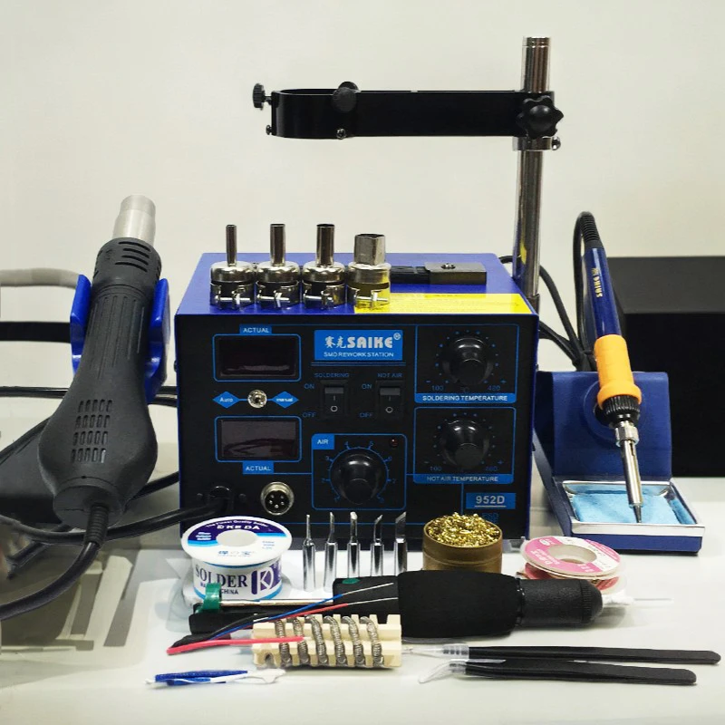 Seco 952D soldering table Heat gun + Soldering iron 2in1 BGA Reworking table Welding table 220V
Seco 952D soldering table Heat gun + Soldering iron 2in1 BGA Reworking table Welding table 220V