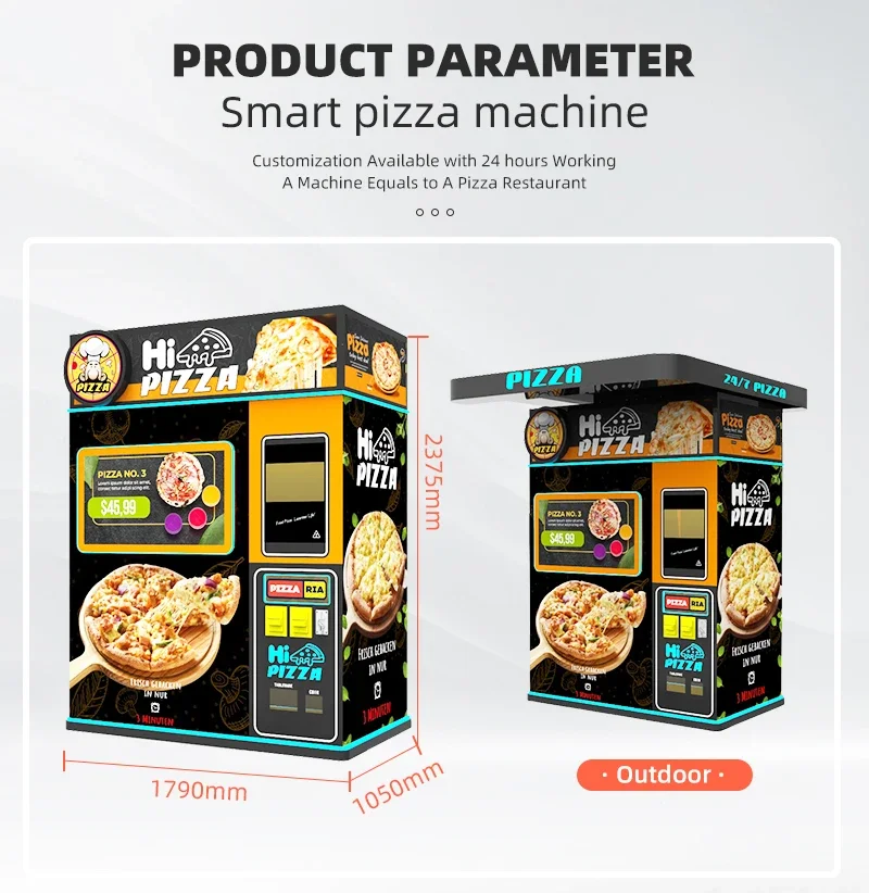 Outdoor Pizza Kiosk French Hot Pastry Food Vending Machine Touchscreen Pizza Vending Machine with Voice Navigation
Outdoor Pizza Kiosk French Hot Pastry Food Vending Machine Touchscreen Pizza Vending Machine with Voice Navigation