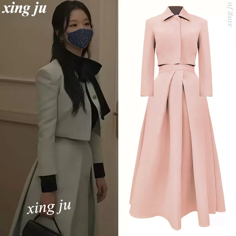 Kpop Korean Singer Cosplay Costumes Pink Small Blazers Short Coat Party Temperament Long Skirt Women Elegant Two-Piece Outfits
Kpop Korean Singer Cosplay Costumes Pink Small Blazers Short Coat Party Temperament Long Skirt Women Elegant Two-Piece Outfits