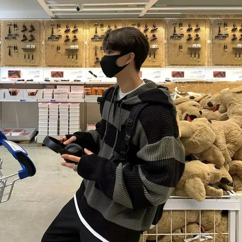 Retro Korean Sle Knitted Hoodie Lazy Ninja Sve Loose American Hong Sle Men's Sweatirt Casual Winter Long Sve
Retro Korean Sle Knitted Hoodie Lazy Ninja Sve Loose American Hong Sle Men's Sweatirt Casual Winter Long Sve