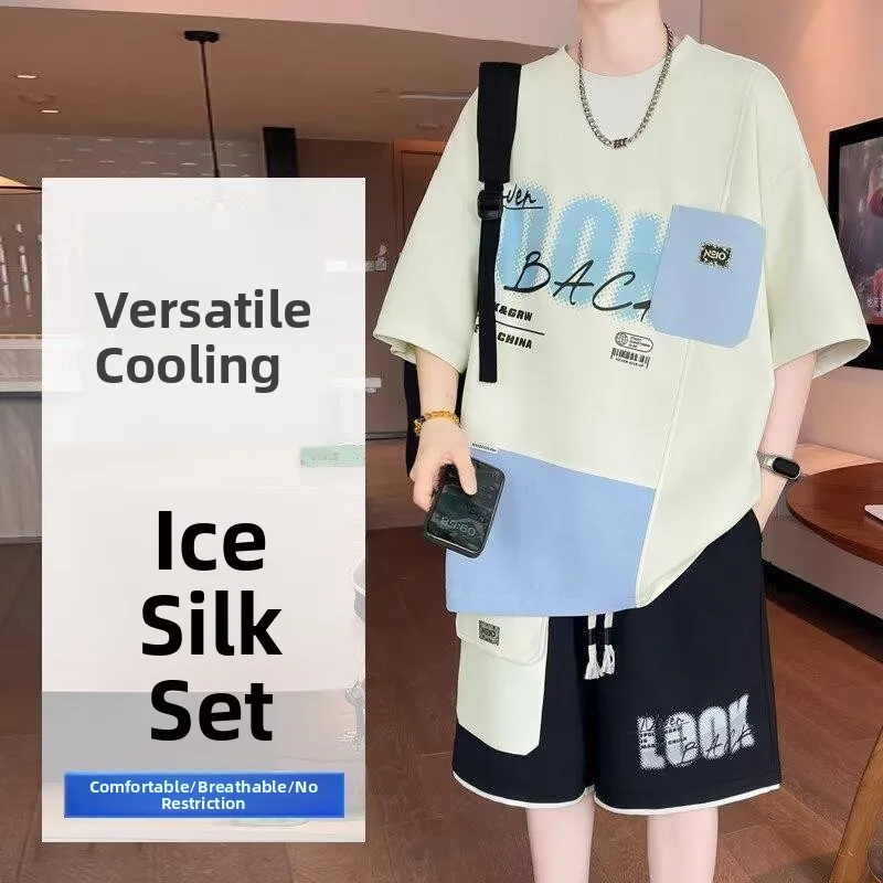 Teenage Boys Summer Ice Silk Short Sleeve Shorts Set Lightweight Sporty Casual Wear Polyester Fiber T-Shirt Length Five
Teenage Boys Summer Ice Silk Short Sleeve Shorts Set Lightweight Sporty Casual Wear Polyester Fiber T-Shirt Length Five