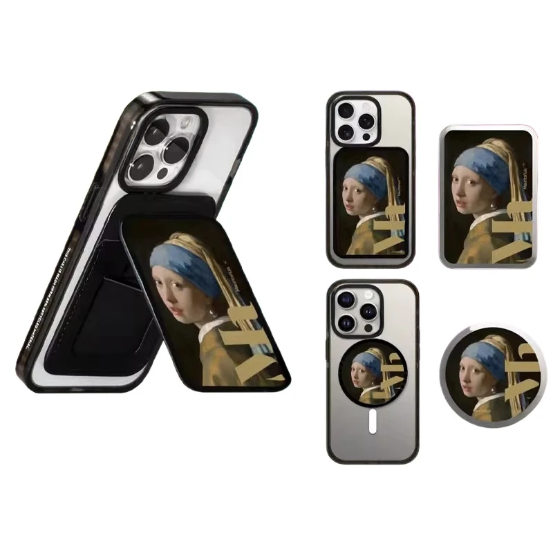 Oil Painting Girl Card Holder Magnetic Folding Black Phone Stand for IPhone 12 13 14 15 16 Pro Max Holder Mount Support for S25U
Oil Painting Girl Card Holder Magnetic Folding Black Phone Stand for IPhone 12 13 14 15 16 Pro Max Holder Mount Support for S25U