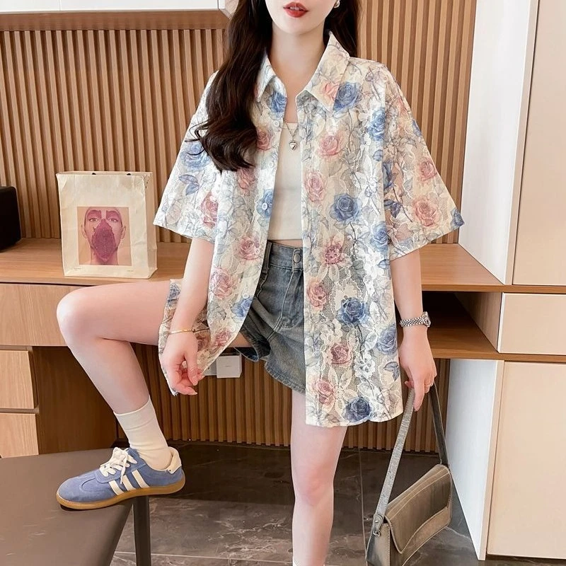 2026 Summer Casual Blouse Women's Loose Sun Shirt Short Sleeve Korean Fashion Top
2026 Summer Casual Blouse Women's Loose Sun Shirt Short Sleeve Korean Fashion Top