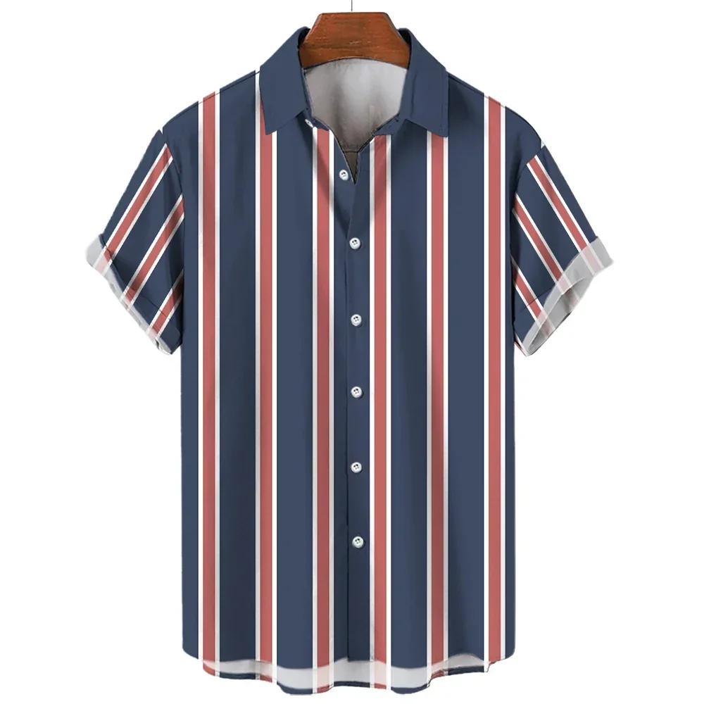 Men's Summer Stripes Casual Shirt Hawaiian Print Short Sleeve Beachwear Vacation Fashion Social Lapel Button Oversized Clothing
Men's Summer Stripes Casual Shirt Hawaiian Print Short Sleeve Beachwear Vacation Fashion Social Lapel Button Oversized Clothing