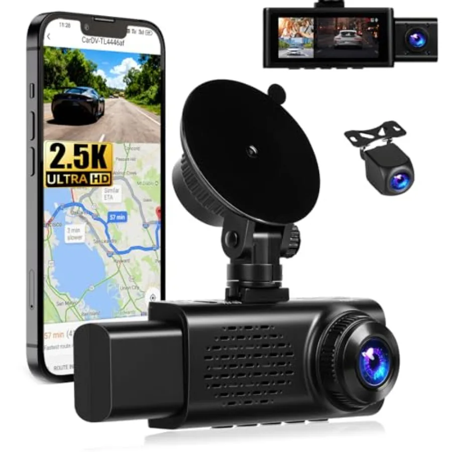 3 Channel 2.5K Dash Cam for Car, ABS Plastic, Black, WiFi APP Control, 2.5K+1080P+1080P Triple Recording, G-Sensor, 24H Parking
3 Channel 2.5K Dash Cam for Car, ABS Plastic, Black, WiFi APP Control, 2.5K+1080P+1080P Triple Recording, G-Sensor, 24H Parking
