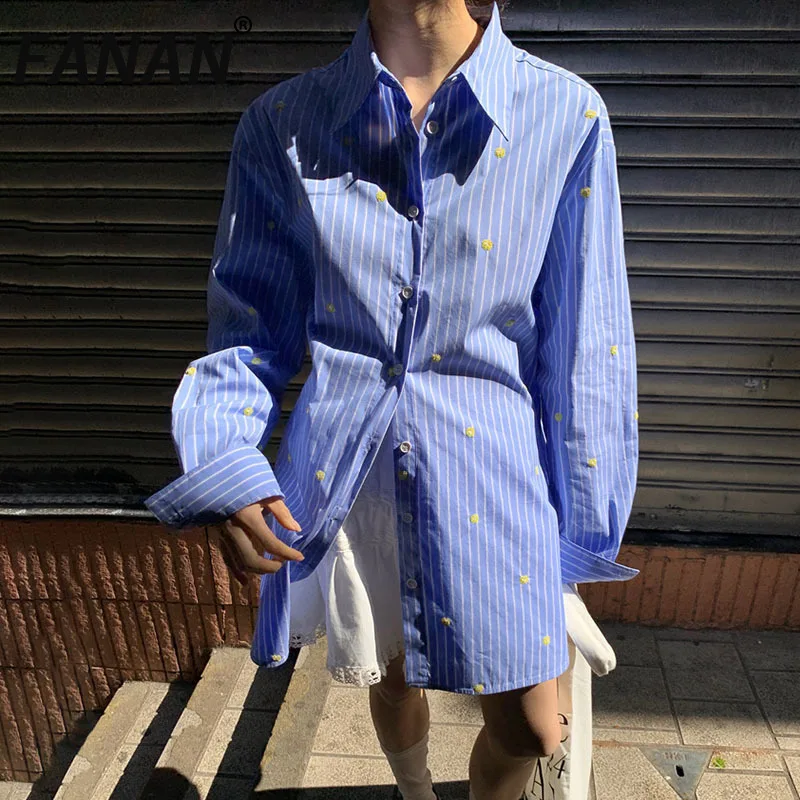 FANAN Striped Contrast Color Shirt Women's Lapel Single Breasted Office Lady Fashion Loose Blouses Female Tops 2025 Spring New
FANAN Striped Contrast Color Shirt Women's Lapel Single Breasted Office Lady Fashion Loose Blouses Female Tops 2025 Spring New