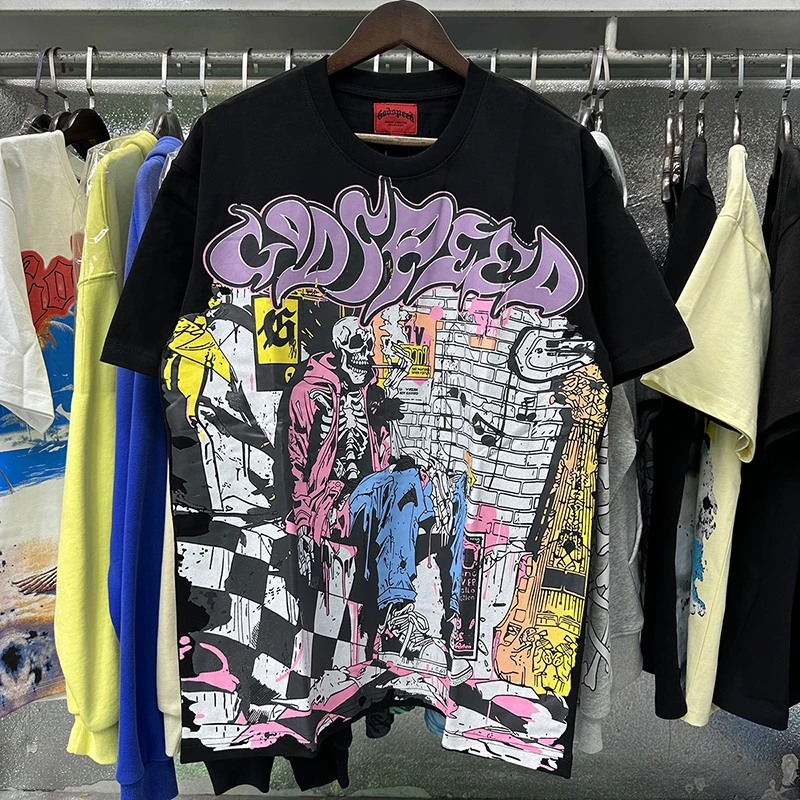 American Trend Brand GODSPEED T-shirt Graffiti Art Wall Skull Artist Print Tops Godspeed Roundneck T-shirts Men Women
American Trend Brand GODSPEED T-shirt Graffiti Art Wall Skull Artist Print Tops Godspeed Roundneck T-shirts Men Women