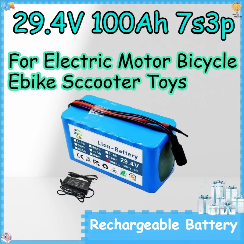 29.4V 100Ah 7s3p Rechargeable Batteries for Electric Motor Bicycle Ebike Sccooter Toys Lithium-ion Battery Pack
29.4V 100Ah 7s3p Rechargeable Batteries for Electric Motor Bicycle Ebike Sccooter Toys Lithium-ion Battery Pack