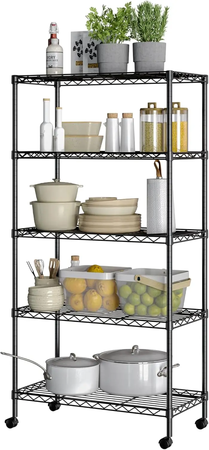 5-Tier Adjustable Steel Shelving Unit, Black, 30' W x 14' D, for Home, Kitchen, Office, Garage, Bedroom, Closet
5-Tier Adjustable Steel Shelving Unit, Black, 30' W x 14' D, for Home, Kitchen, Office, Garage, Bedroom, Closet