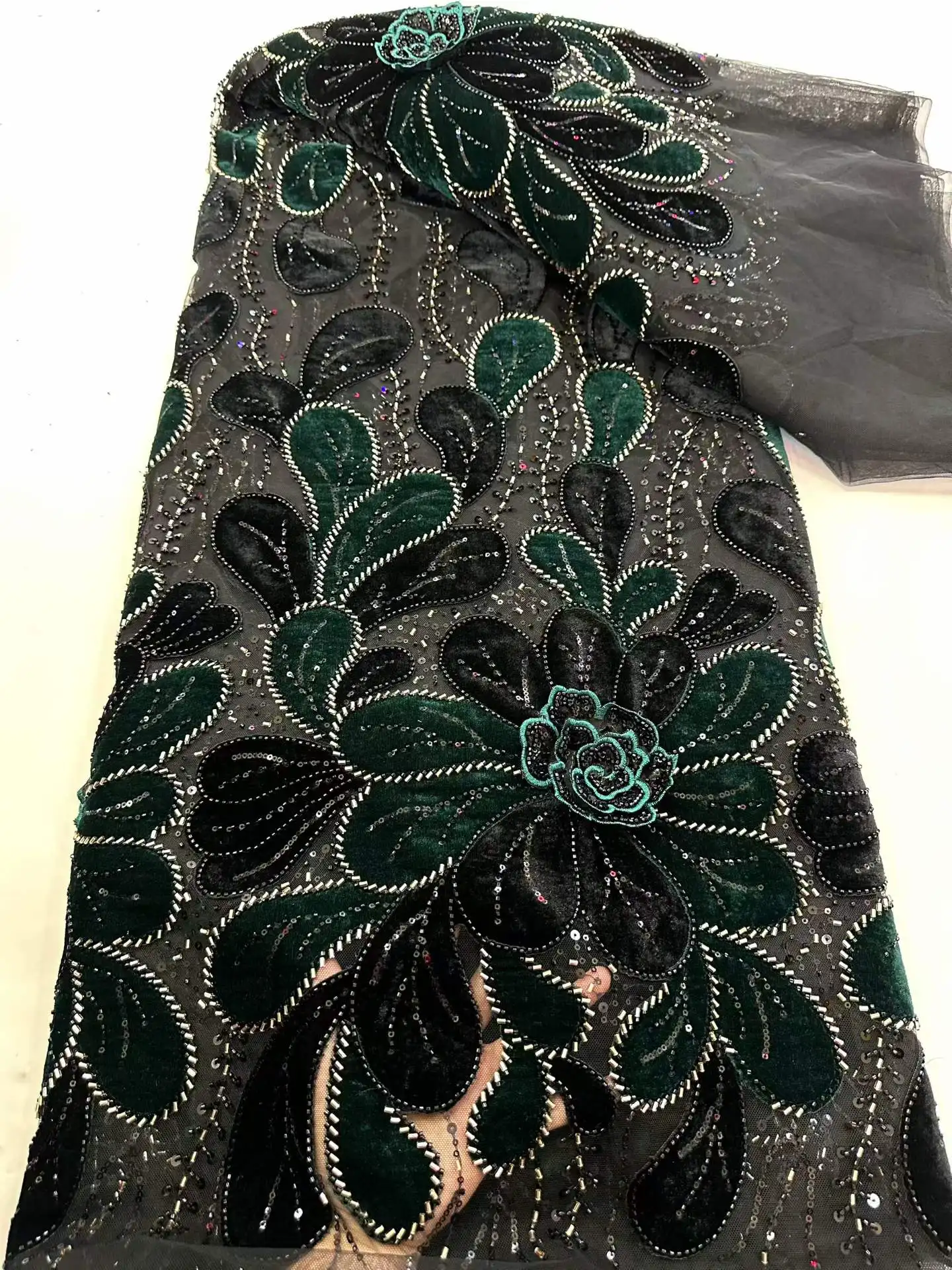 Luxury African Beaded Mesh Lace Fabric Velvet Lace 2026 Nigerian Tulle Sequined Lace Fabric Women's Evening Dress 5 Yards
Luxury African Beaded Mesh Lace Fabric Velvet Lace 2026 Nigerian Tulle Sequined Lace Fabric Women's Evening Dress 5 Yards