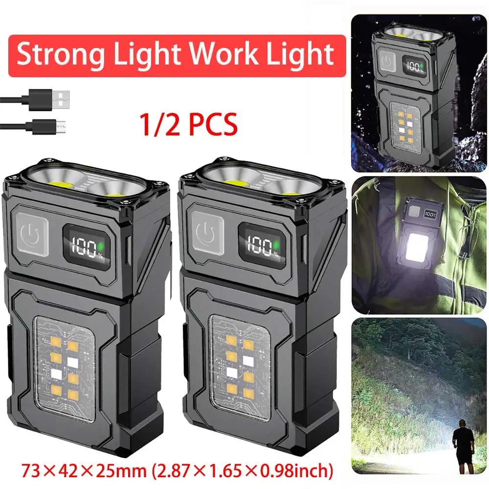 1/2X USB Rechargeable LED Flashlight Portable Tail Magnet Work Light Super Bright Camping Lantern Side COB Emergency Torch Light
1/2X USB Rechargeable LED Flashlight Portable Tail Magnet Work Light Super Bright Camping Lantern Side COB Emergency Torch Light