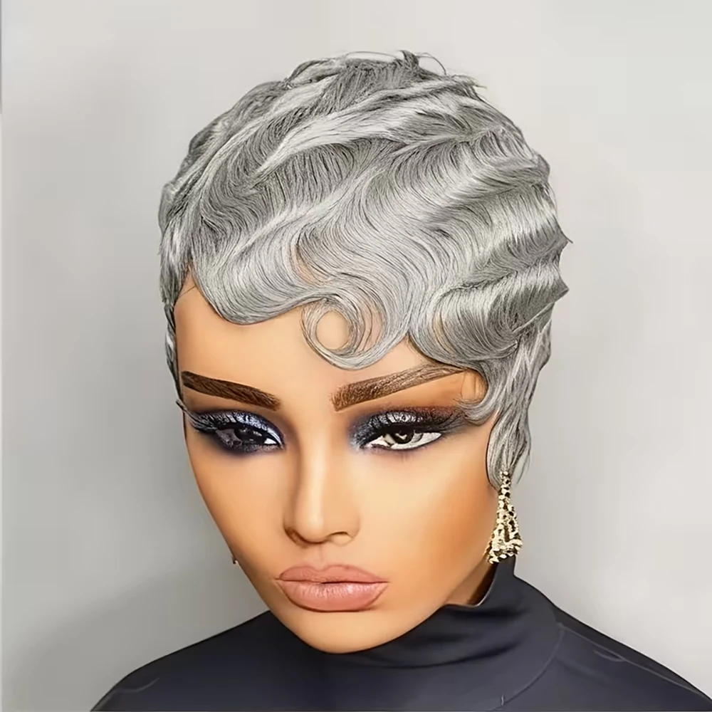Серебристо-серый парик из натуральных волос с волнистыми пальцами, короткий парик с стрижкой пикси для женщин, парик из натуральных волос Bazilian Remy, машинная кепка, 100% парики из натуральных волос
Серебристо-серый парик из натуральных волос с волнистыми пальцами, короткий парик с стрижкой пикси для женщин, парик из натуральных волос Bazilian Remy, машинная кепка, 100% парики из натуральных волос