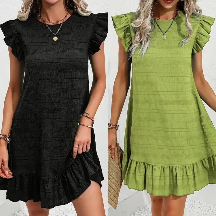 2025 Summer New Large Size Temperament Solid Color Ruffle Edge Sleeveless Women's Dress
2025 Summer New Large Size Temperament Solid Color Ruffle Edge Sleeveless Women's Dress