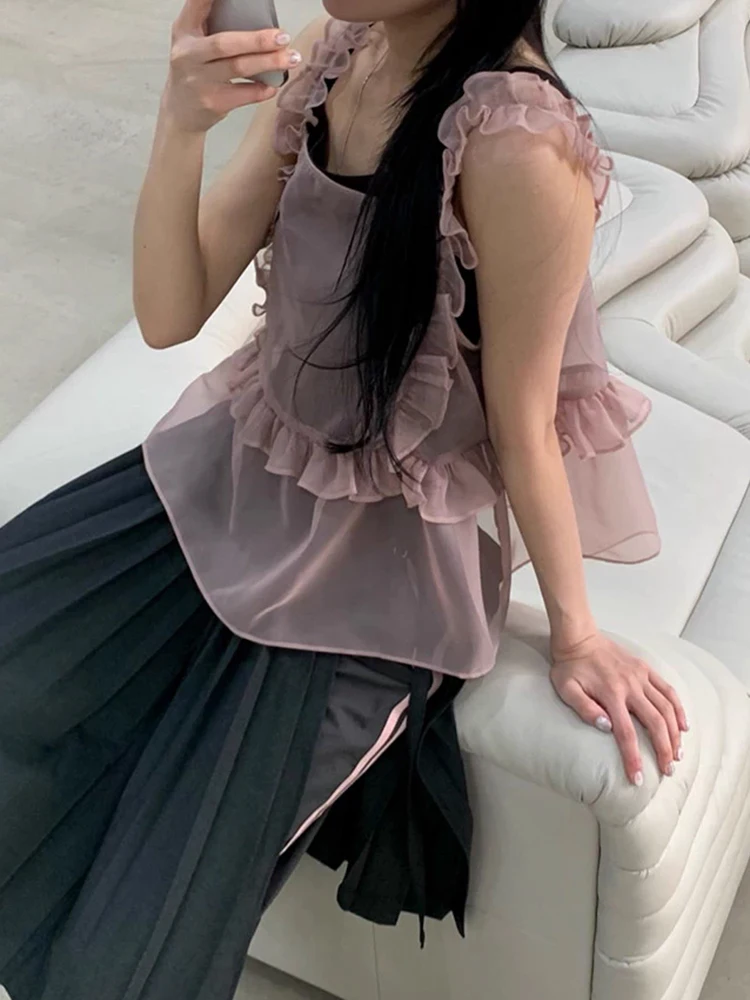 Clothland Women Elegant Ruffled Blouse Sleeveless See Through Shirt Transparent Female Chic Tops Mujer WA365
Clothland Women Elegant Ruffled Blouse Sleeveless See Through Shirt Transparent Female Chic Tops Mujer WA365