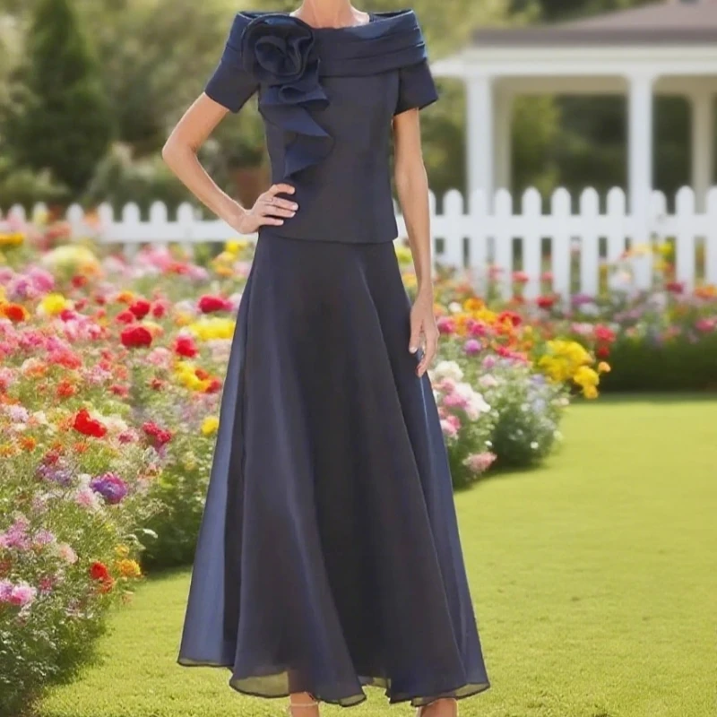 Short Navy Blue Off Shoulder Mother Of The Bride Dresses A-Line Satin Tea Length Pleat Plus Size Godmother Dresses Customized
Short Navy Blue Off Shoulder Mother Of The Bride Dresses A-Line Satin Tea Length Pleat Plus Size Godmother Dresses Customized