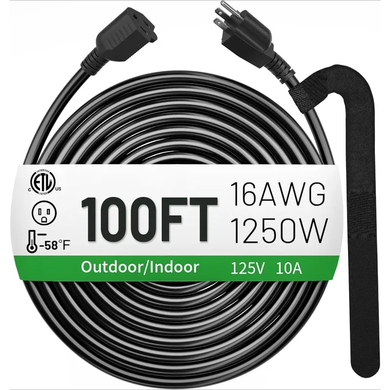 100 FT 16/3 Black Indoor Outdoor Extension Cord Waterproof, 3 Prong Flexblie SJTW Cold Weatherproof -50°C Appliance Extension Co
100 FT 16/3 Black Indoor Outdoor Extension Cord Waterproof, 3 Prong Flexblie SJTW Cold Weatherproof -50°C Appliance Extension Co